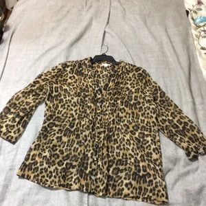 Charter Club leopard print sheer button down